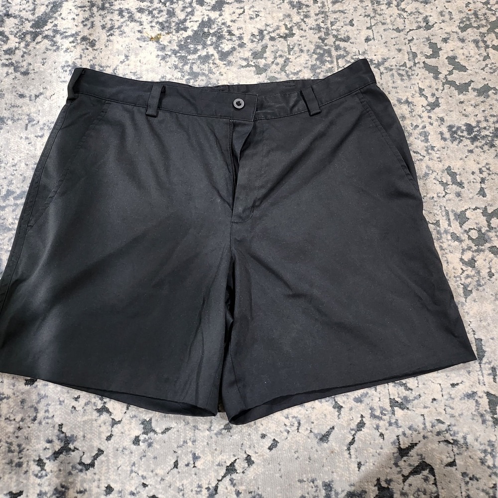 Nike Golf Dri-FIT Shorts Mens 32 Black Flat Front Performance Activewear Swoosh